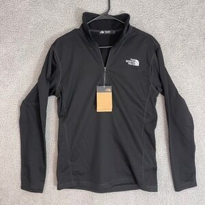 NEW North Face Mens Small Pullover 1/4 Half Zip Black Long Sleeve Athletic Top